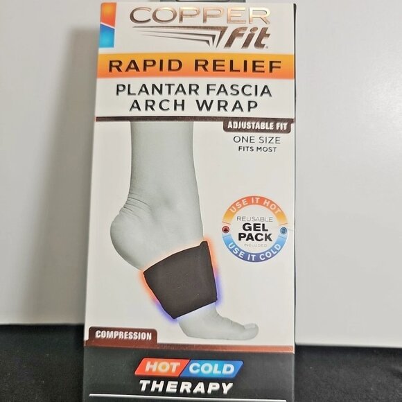 Copper Fit Rapid Relief Plantar Fascia Arch Foot Wrap with Hot/Cold Therapy - Picture 1 of 6